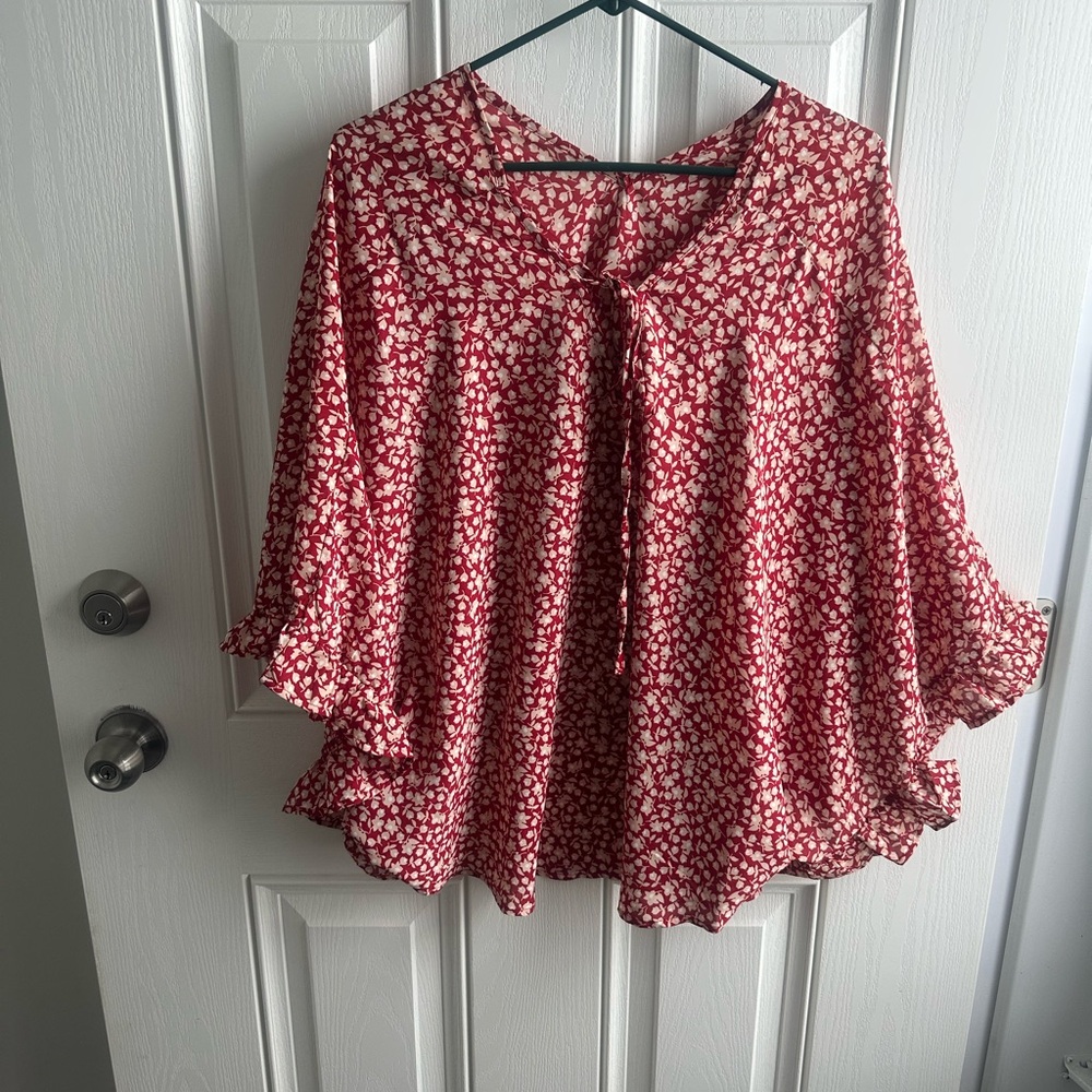 Women’s red and white oversized shirt